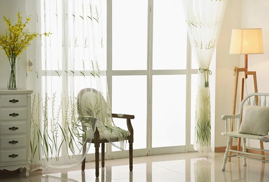 Best Rice Spike Leaf Embroidered Sheer Curtains | Edit Home - Image 9