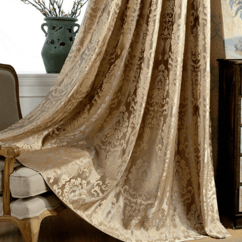 Luxury Coffee Jacquard Goldish Curtains | Edit Home Curtains
