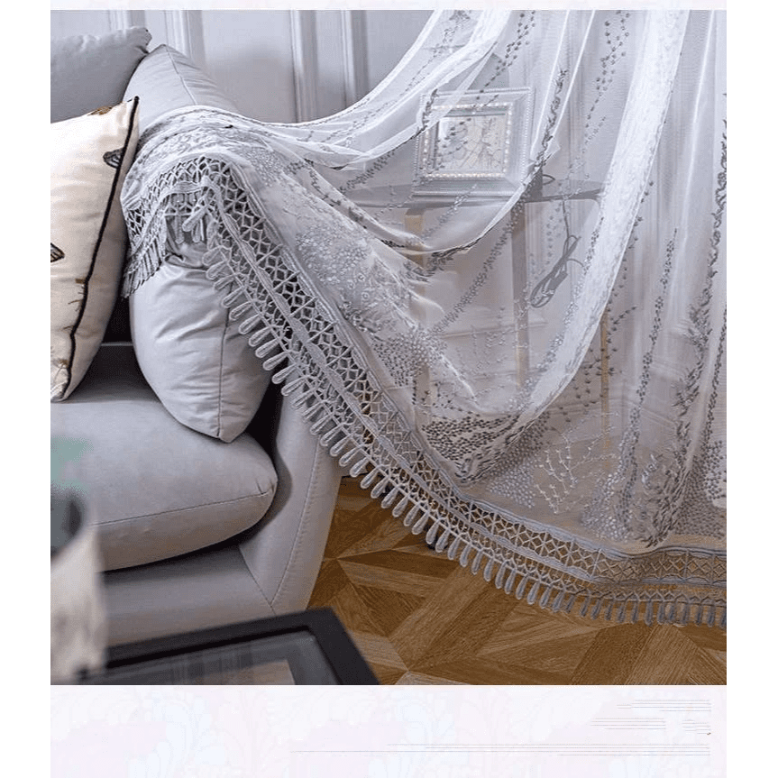 Perfect Embroidered White Net Curtain | Edit Home UK - Image 11