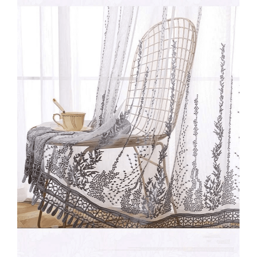 Perfect Embroidered Grey Net Curtains | Edit Home UK - Image 9