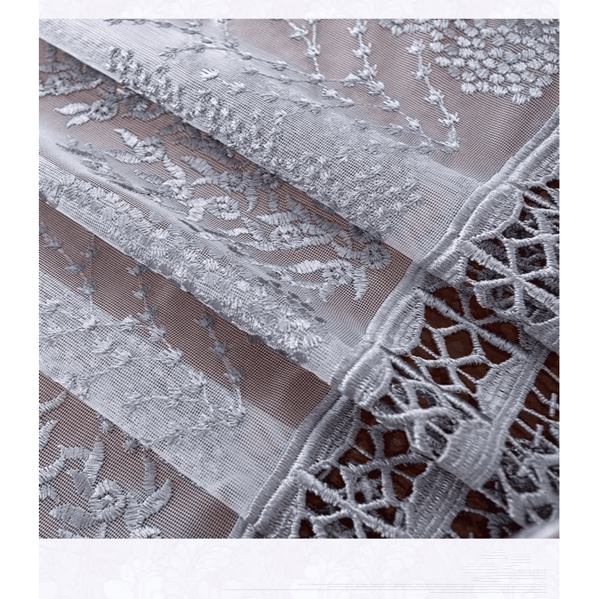 Perfect Embroidered Grey Net Curtains | Edit Home UK - Image 8