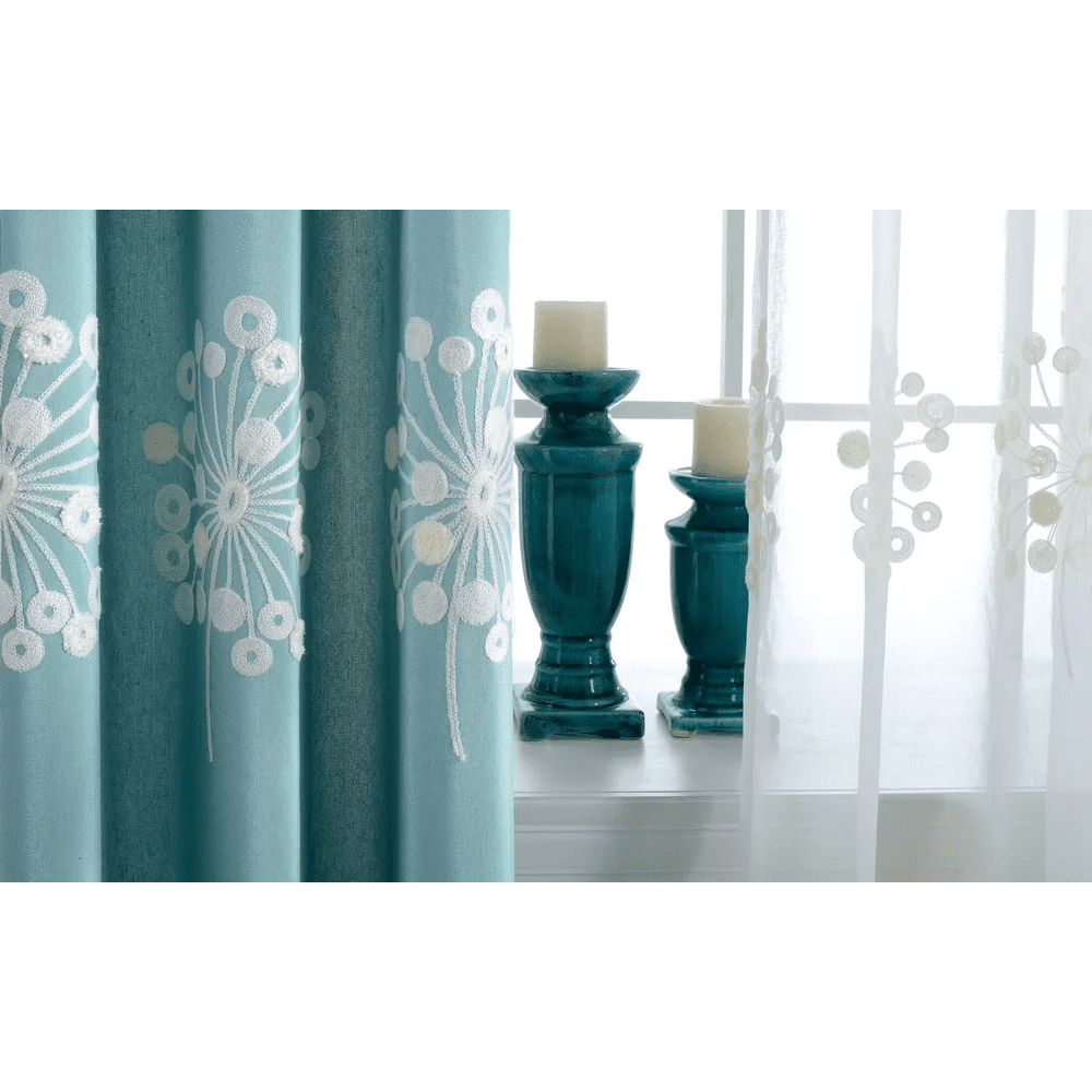 blue-floral-curtains,embroidered-curtains