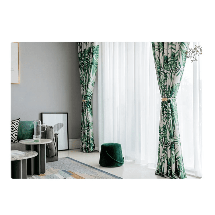 leaf-print-blackout-curtains,green-curtains