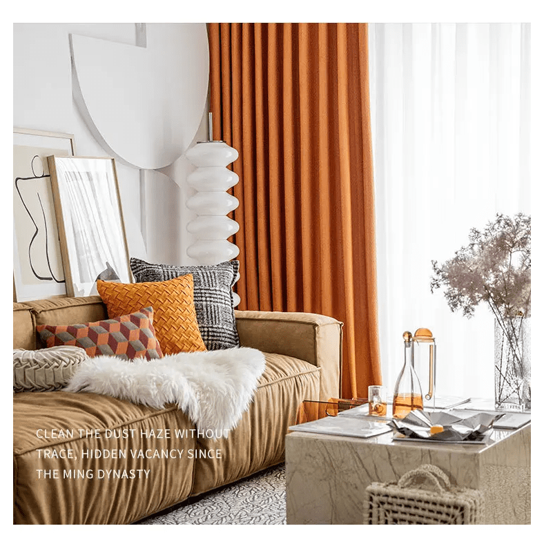 orange-velvet-curtains,blackout-curtains