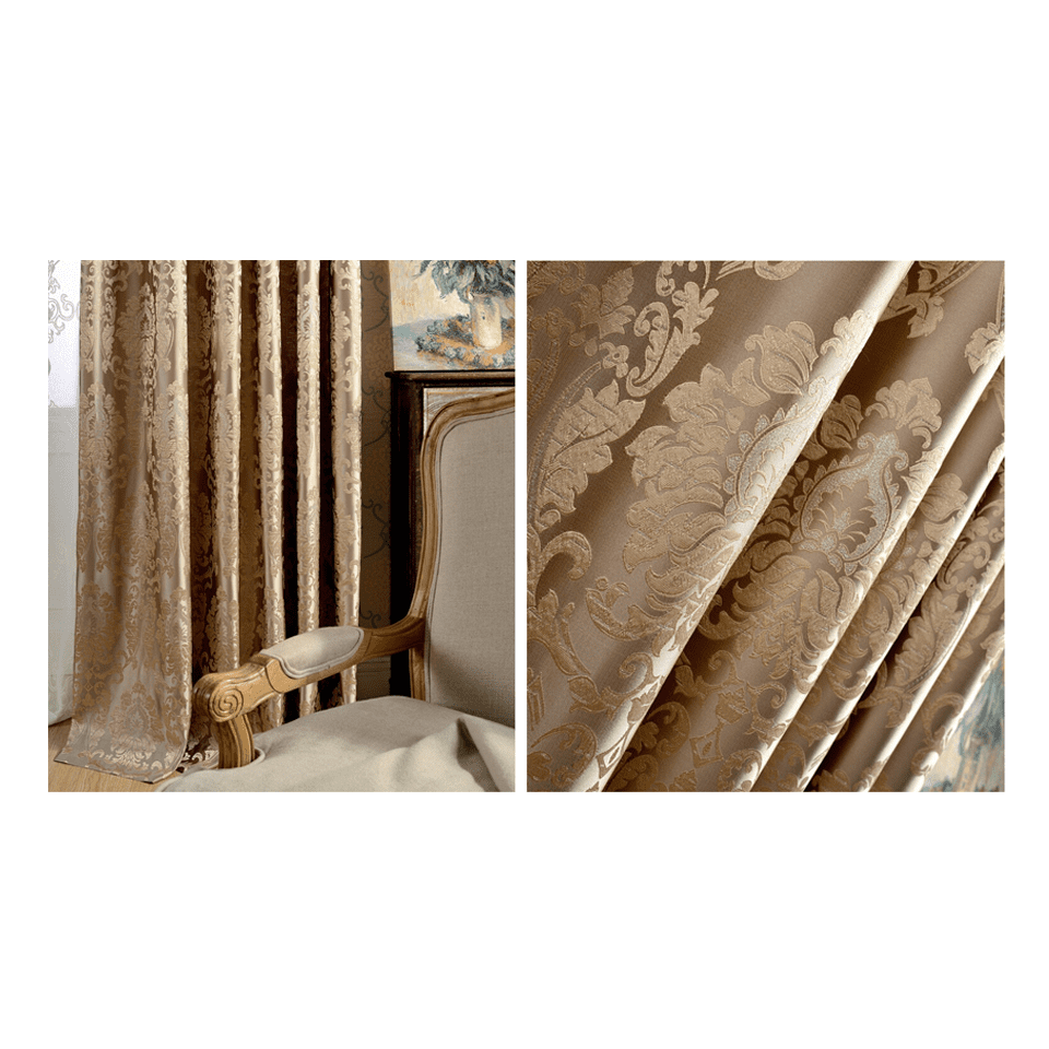 Luxury Coffee Jacquard Goldish Curtains | Edit Home Curtains - Image 22