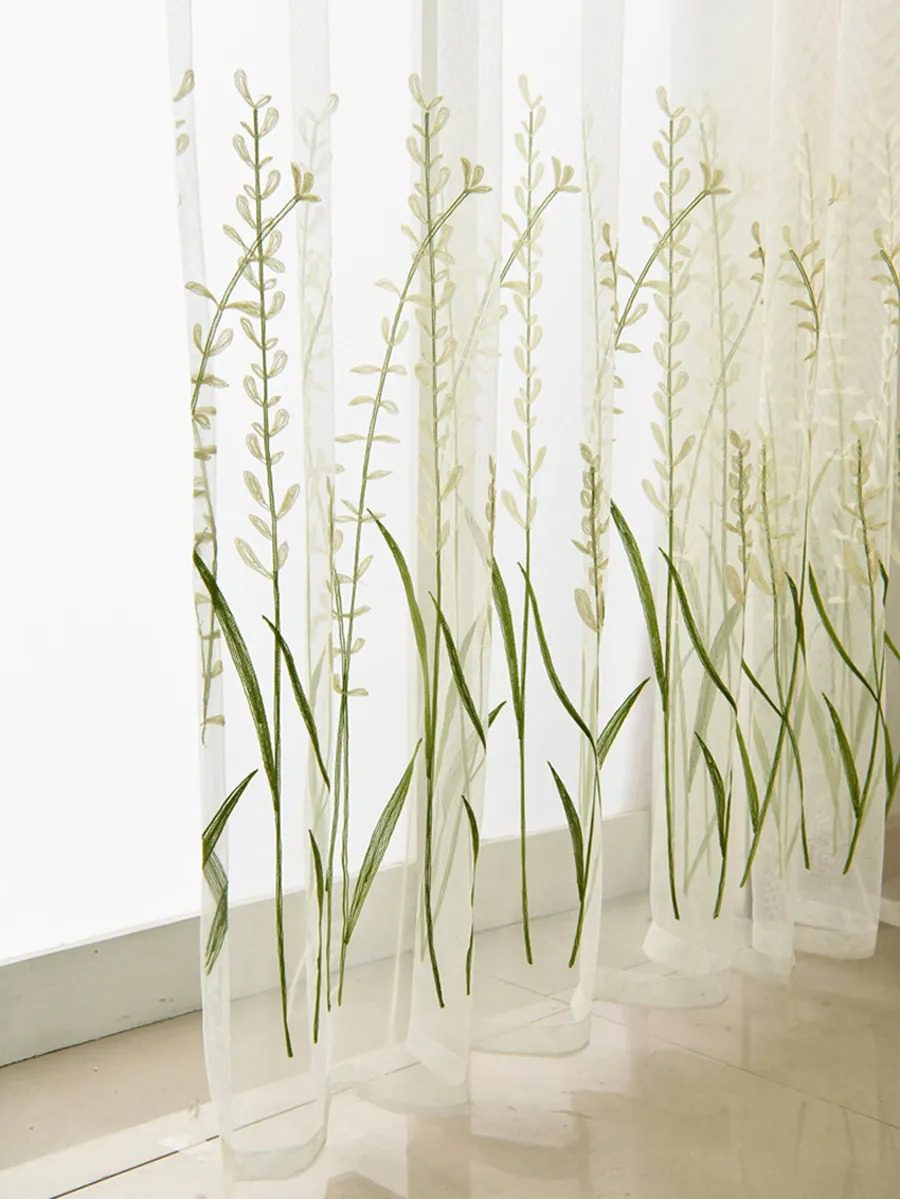 Best Rice Spike Leaf Embroidered Sheer Curtains | Edit Home - Image 8