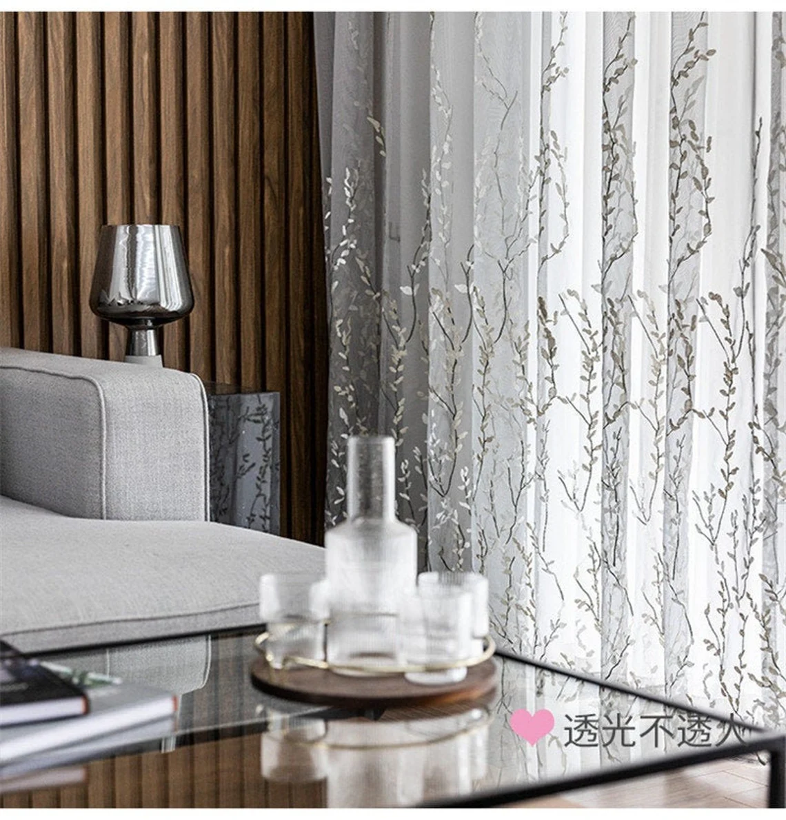 white floral voile curtains