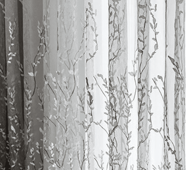 white floral voile curtains