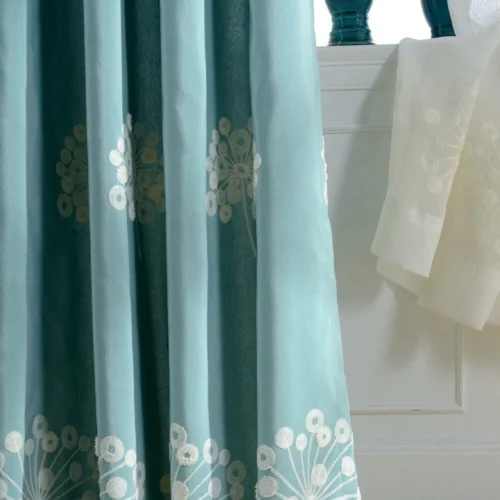 blue-floral-curtains,embroidered-curtains
