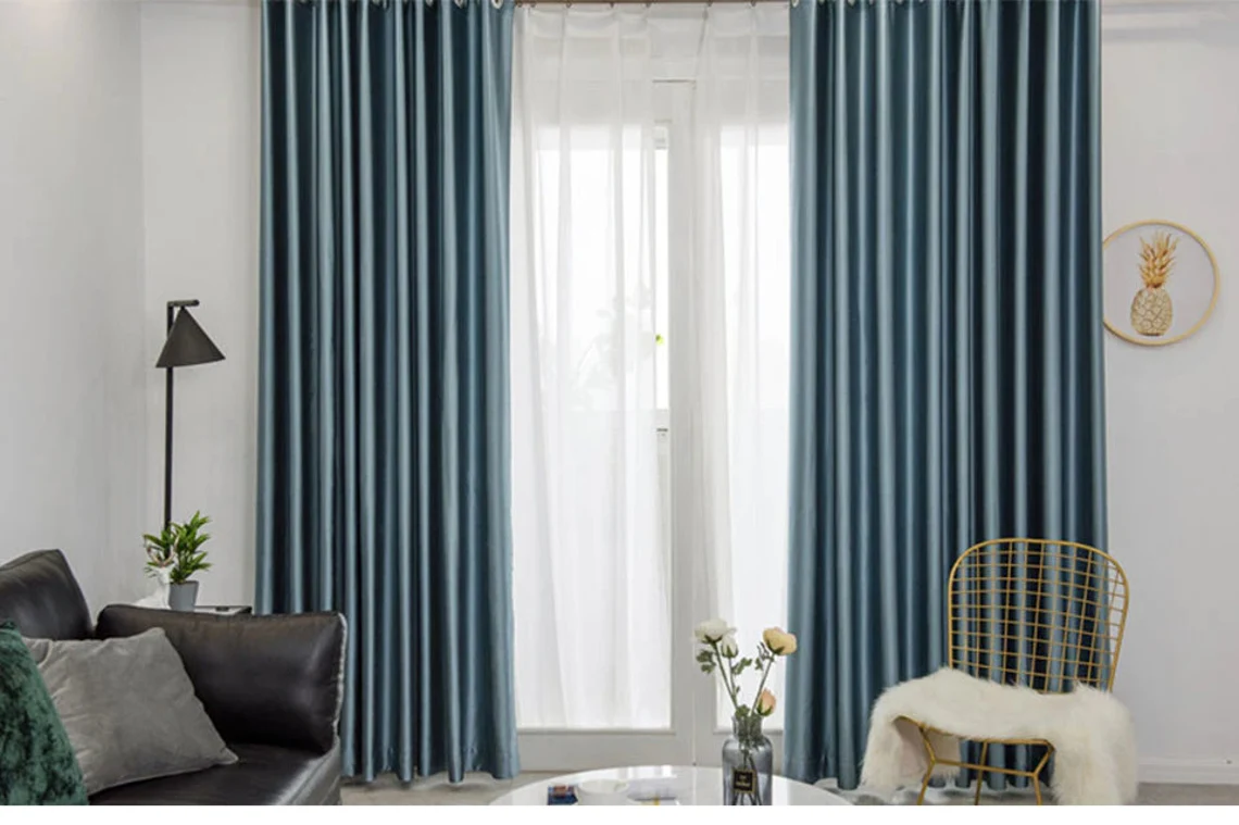 Premium Silk Blue Curtains