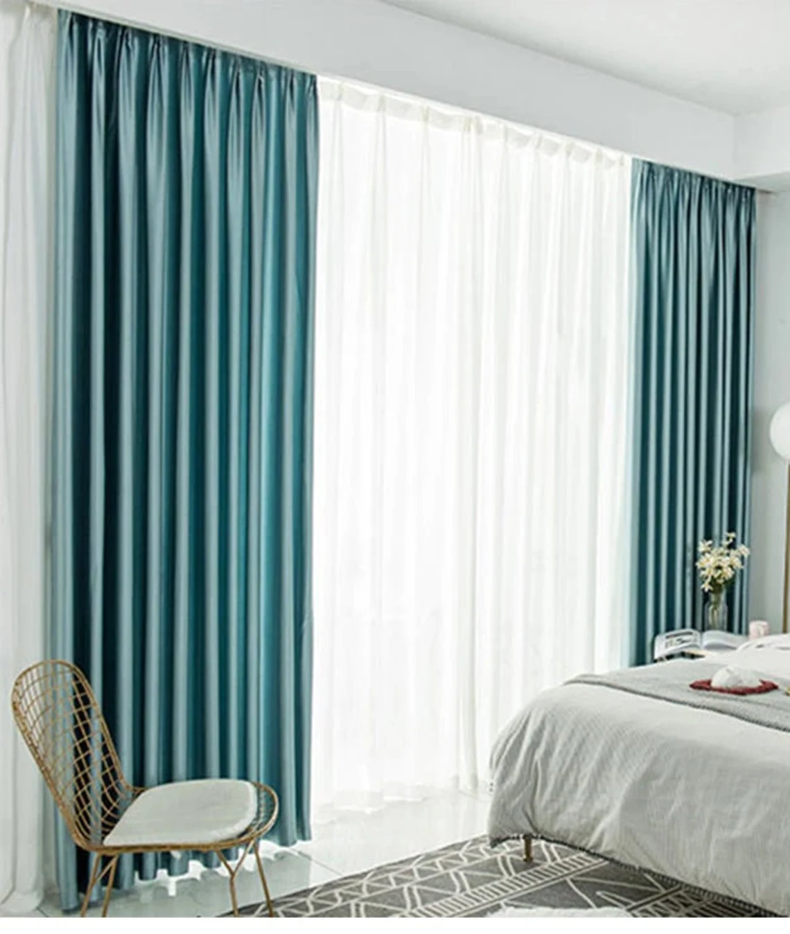 Premium Silk Blue Curtains