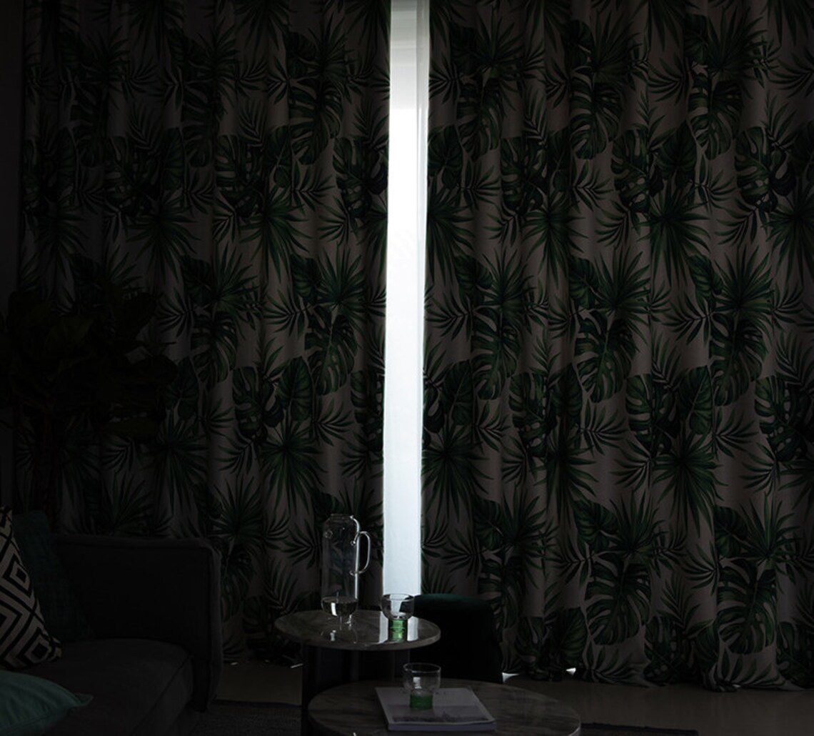 Luxury Leaf Print Blackout Curtains | Edit Home - Image 4
