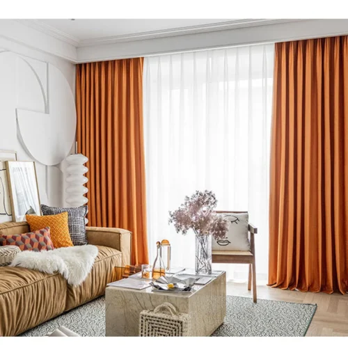orange-velvet-curtains,blackout-curtains