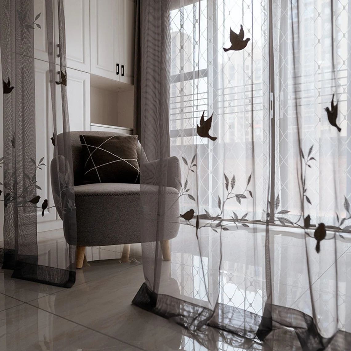 birds-embroidered-grey-curtains,voile-curtains