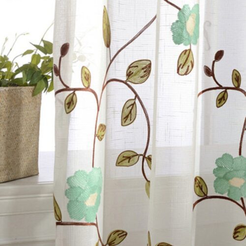 Green-Floral-Curtains, Embroidered-Curtains, Edit-Home-Curtains