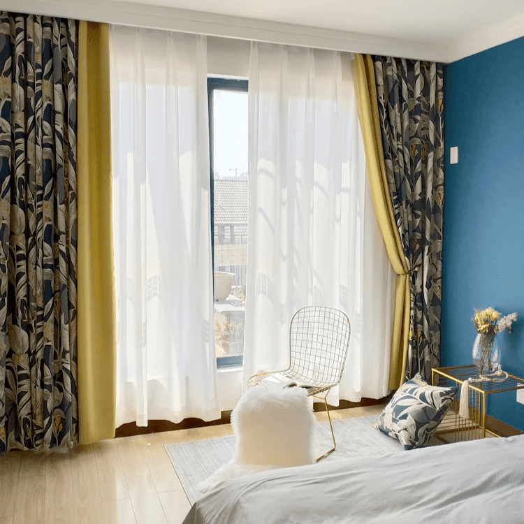Beautiful Yellow Printed Curtains | semi Blackout - Image 7