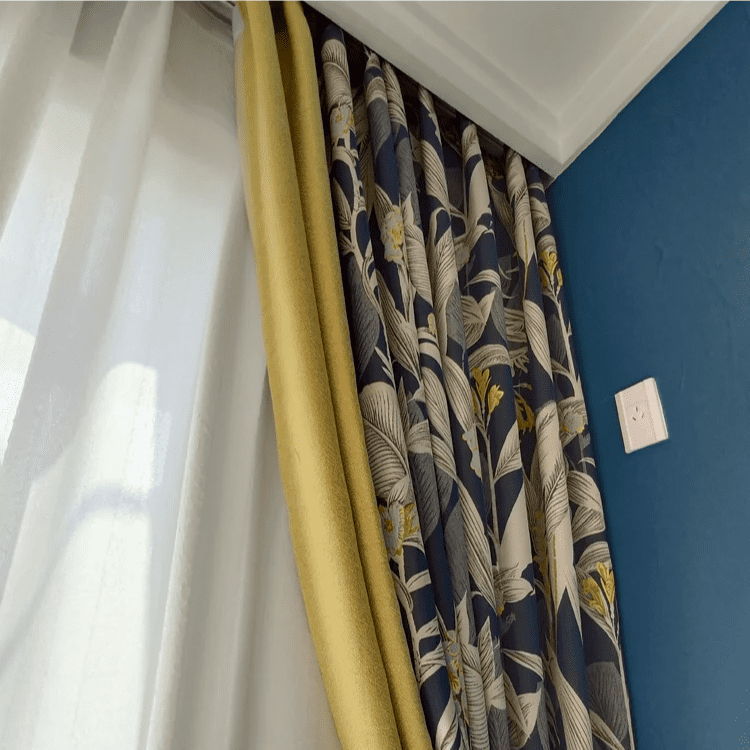 Beautiful Yellow Printed Curtains | semi Blackout - Image 10