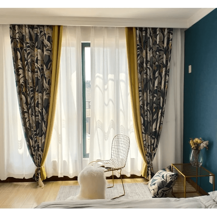 Beautiful Yellow Printed Curtains | semi Blackout - Image 6