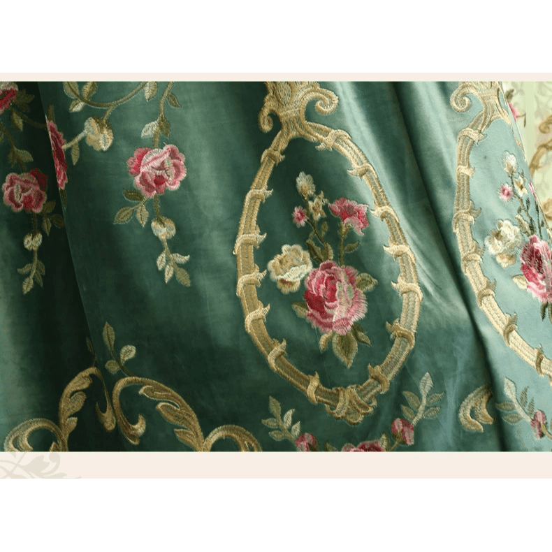 green-embroidered-velvet-curtains, embroidered-curtains, edit-home