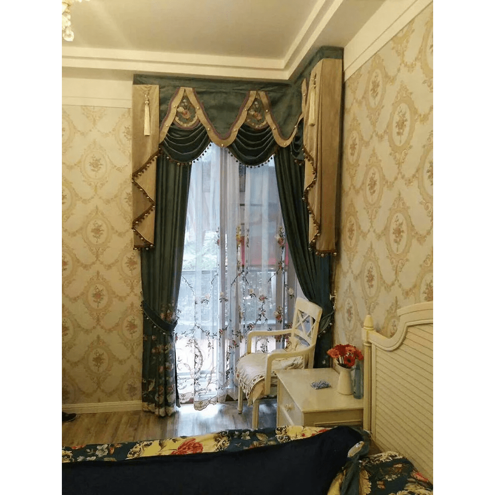 green-embroidered-velvet-curtains, embroidered-curtains, edit-home