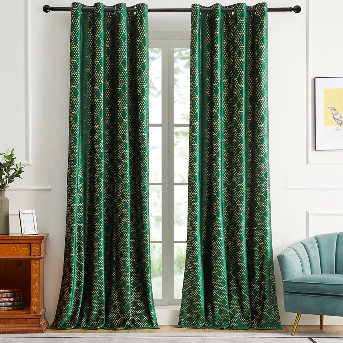 green-velvet-curtains, blackout-curtains, edit-home-curtains