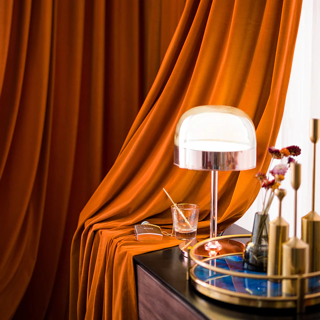 Luxury Orange Blackout Curtains | Velvet Curtains