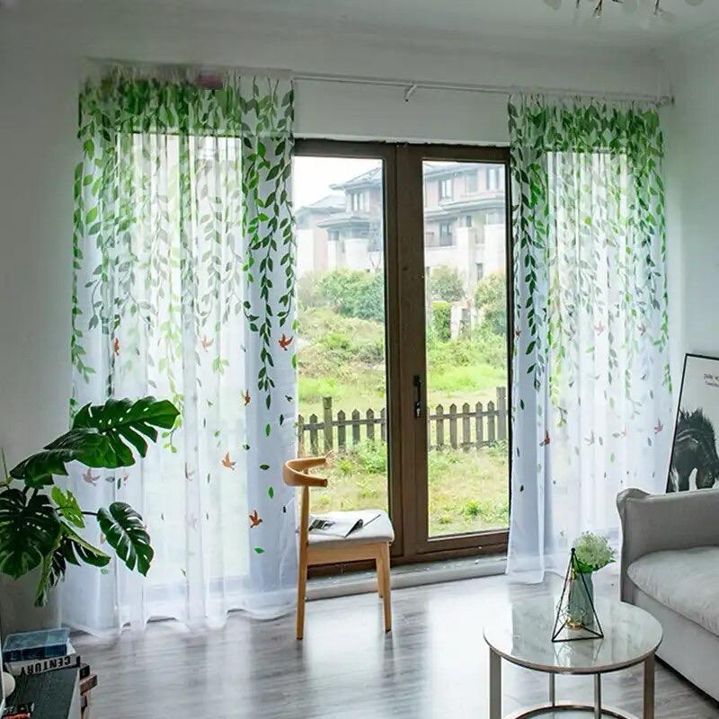 leaf-print-curtains, voile-curtains, edit-home-curtains, green-curtains