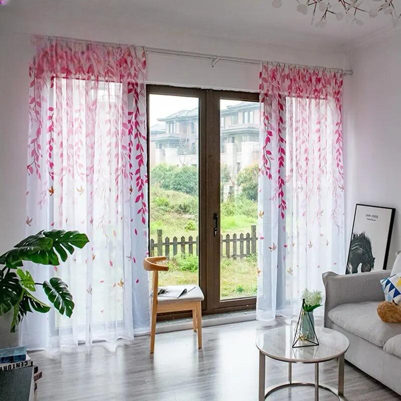 leaf-print-curtains, red-curtains, sheer-curtains-by-edit-home