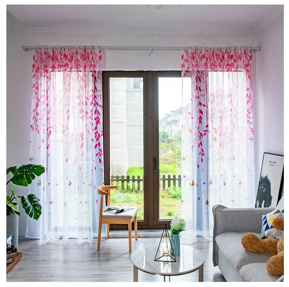 leaf-print-curtains, red-curtains, sheer-curtains-by-edit-home