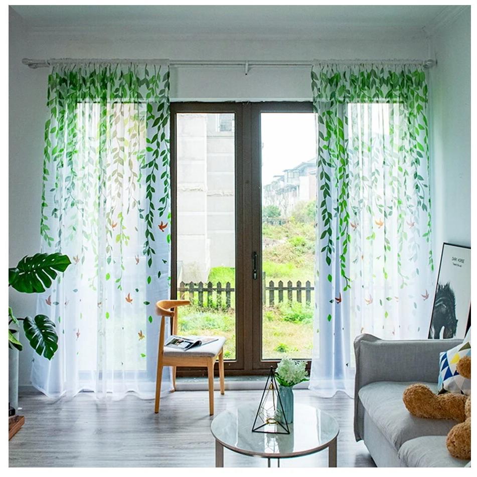 leaf-print-curtains, voile-curtains, edit-home-curtains, green-curtains
