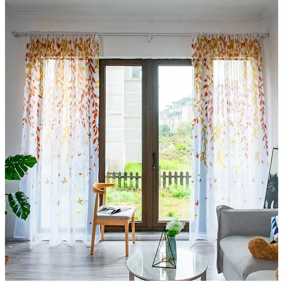 leaf-print-curtains, voile-curtains, edit-home-curtains, yellow-curtains