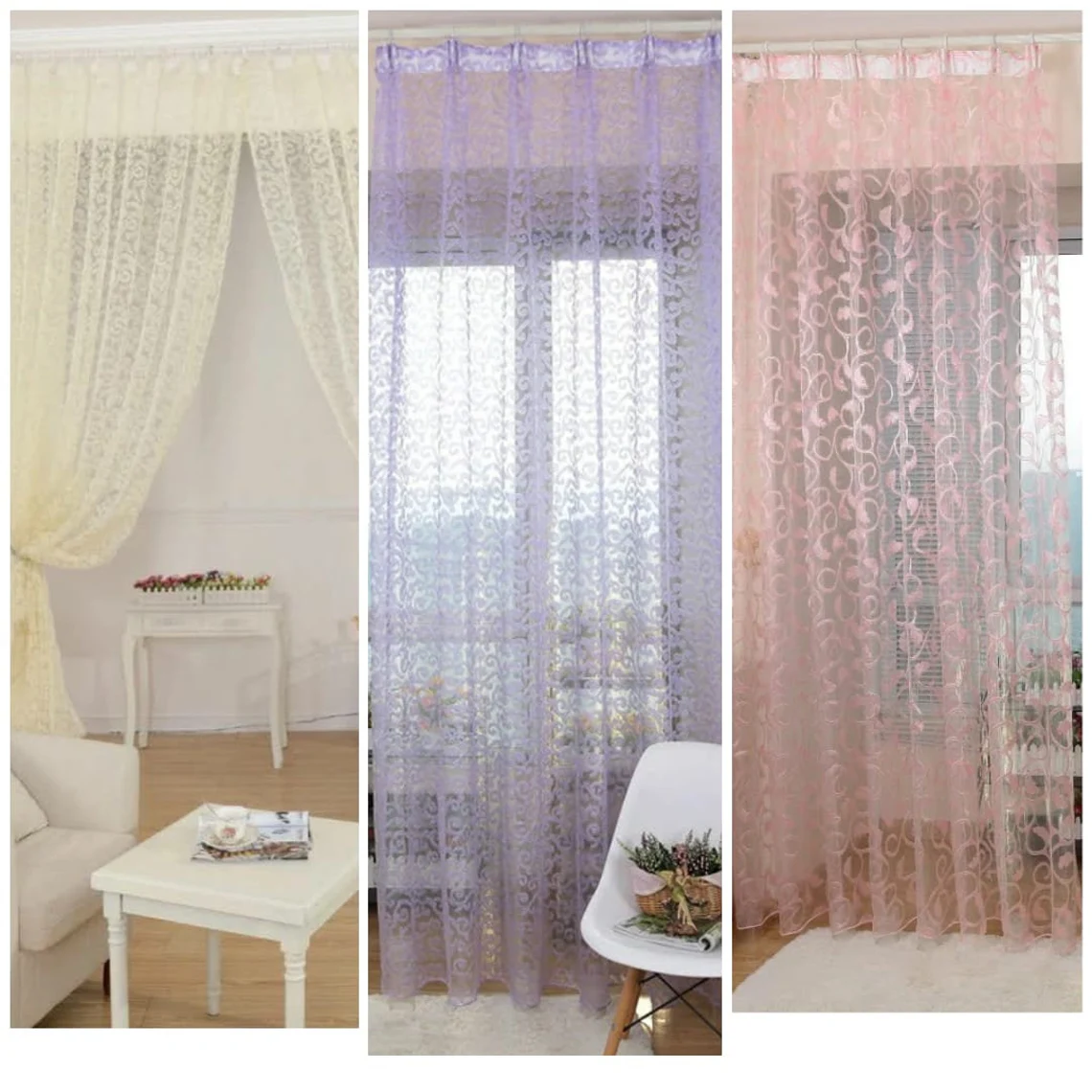 Best White Floral Sheer Curtains | Edit Home Voile Curtains - Image 4