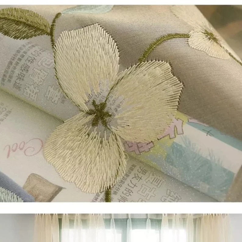 Beautiful Blue Floral Curtains | Voile Curtains by Edit Home - Image 8