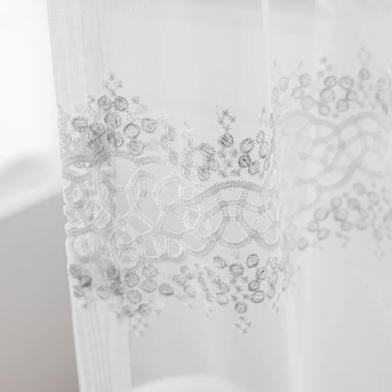 Beautiful White Embroidered Curtains by Edit Home - Image 3