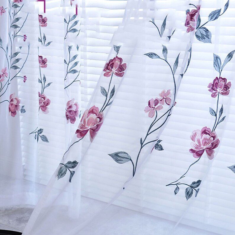 Best Pink Floral White Curtains by Edit Home - Image 7