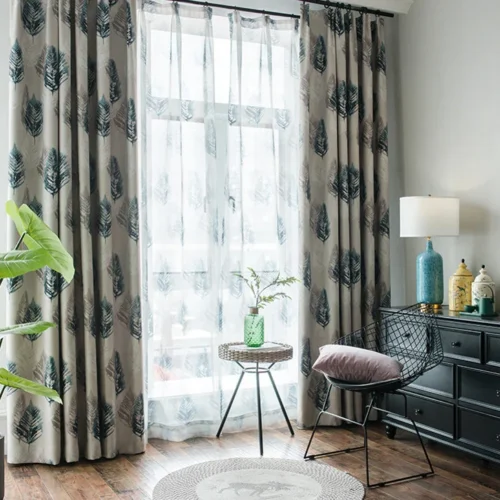 leaves-blue-blackout-curtains, edit-home-curtains