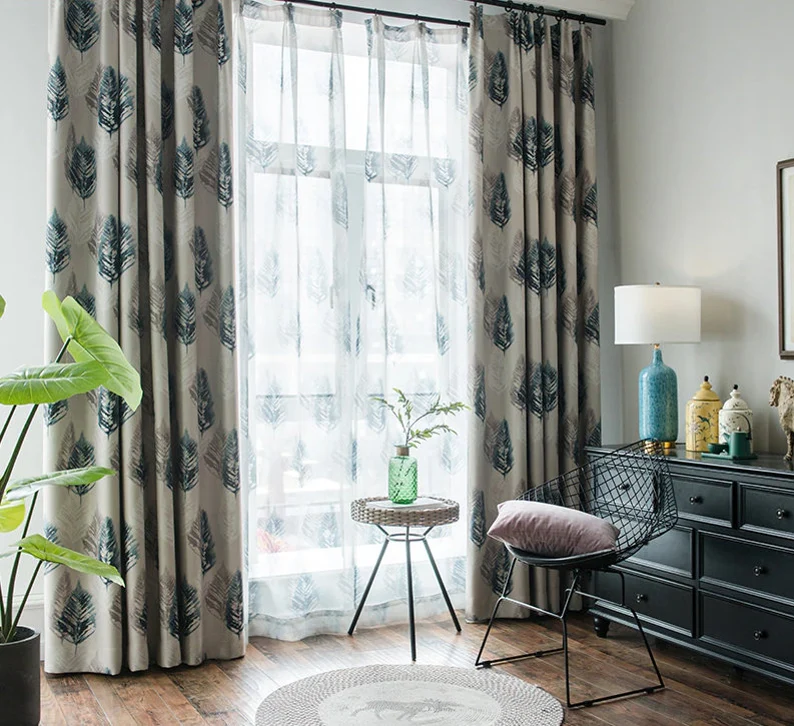 leaves-blue-blackout-curtains, edit-home-curtains