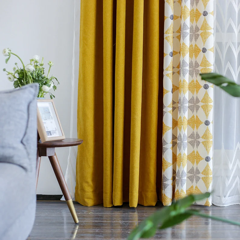luxury Blackout Yellow Curtains | Edit Home - Image 3