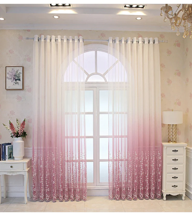 pink-embroidered-sheer-curtains, voile-curtains, edit-home-curtains