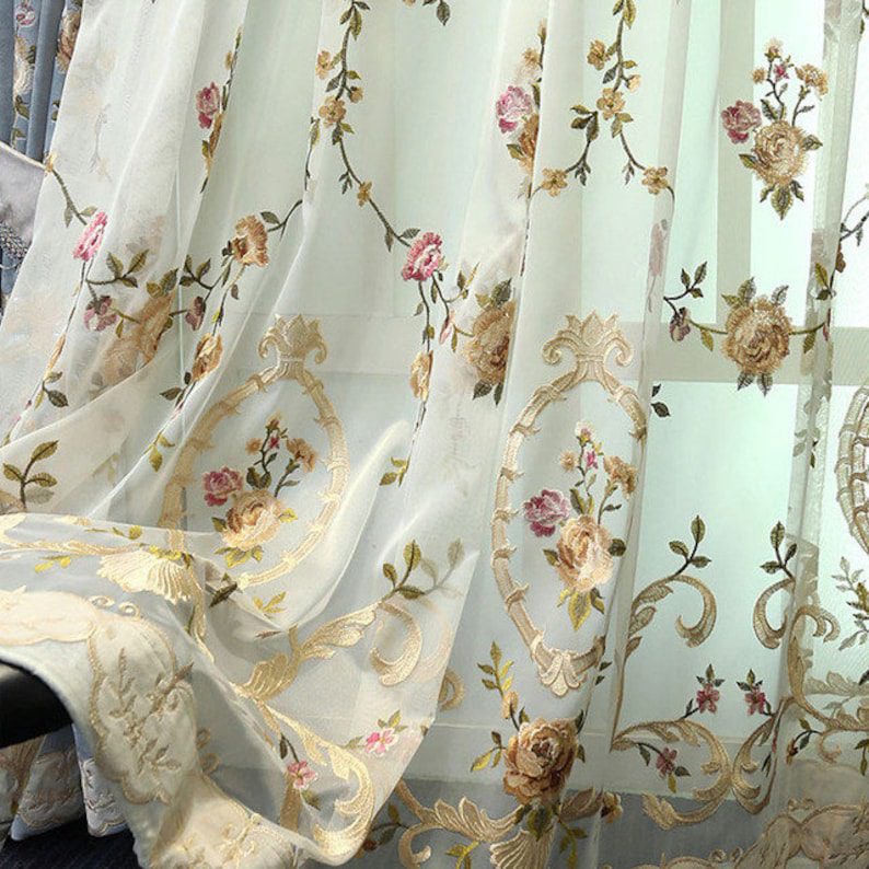 Luxury Green Embroidered Velvet Curtains | Edit Home - Image 4