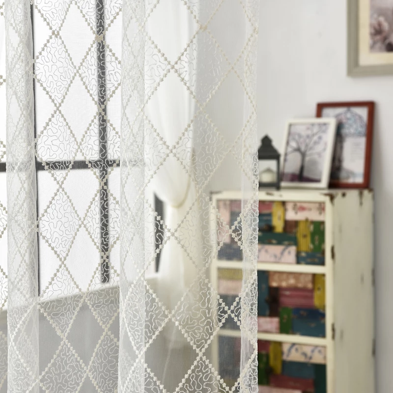 Essential White Embroidered Curtains | Edit Home - Image 3