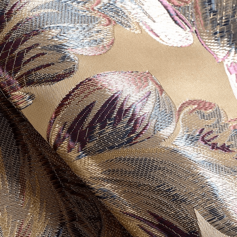 Luxury Blackout Curtains With Thermal Lining Gold Curtain Jacquard Goldish Curtains - Image 5