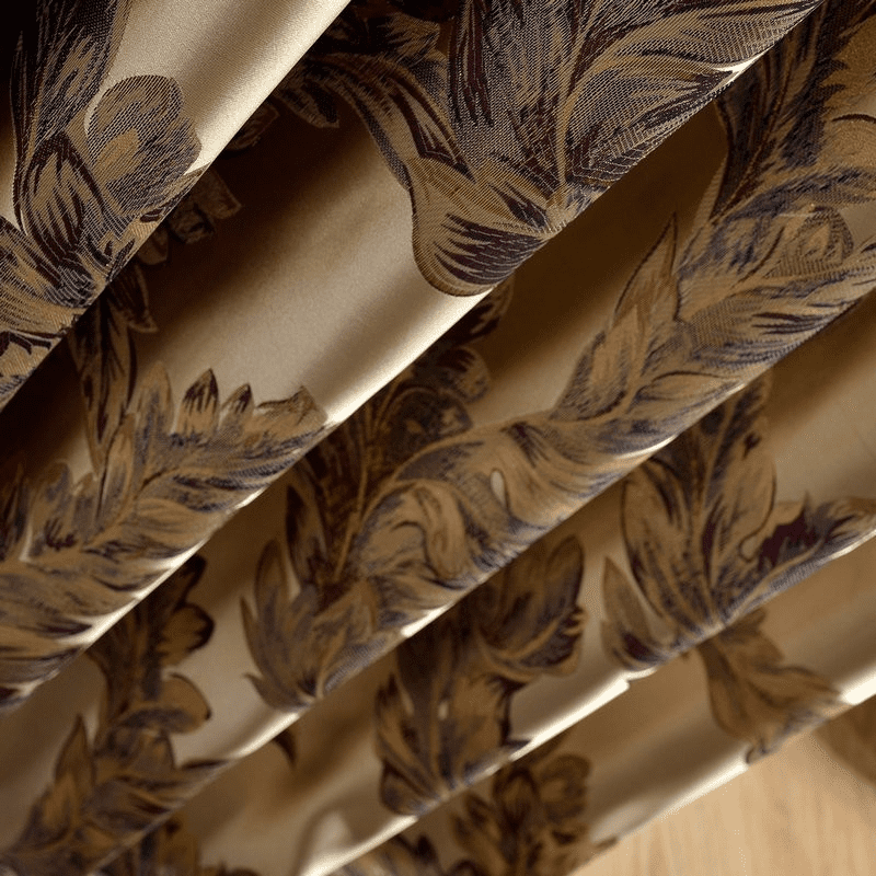 Luxury Blackout Curtains With Thermal Lining Gold Curtain Jacquard Goldish Curtains - Image 3