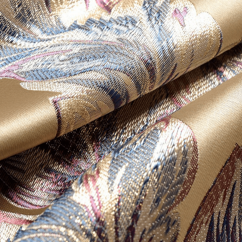 Luxury Blackout Curtains With Thermal Lining Gold Curtain Jacquard Goldish Curtains - Image 2