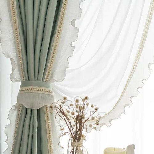 green-double-lace-silk-curtains, blackout-curtains, edit-home-curtains