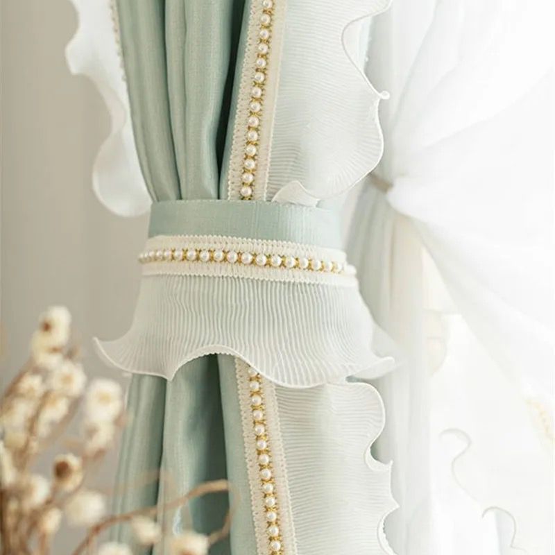 green-double-lace-silk-curtains, blackout-curtains, edit-home-curtains