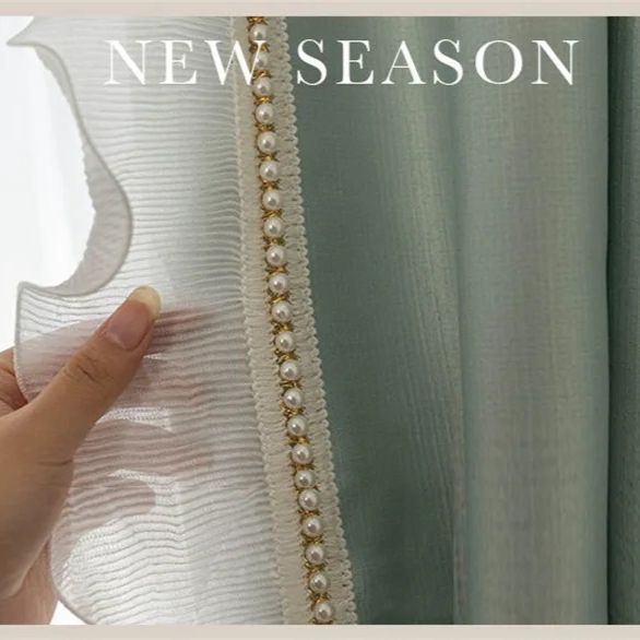 green-double-lace-silk-curtains, blackout-curtains, edit-home-curtains