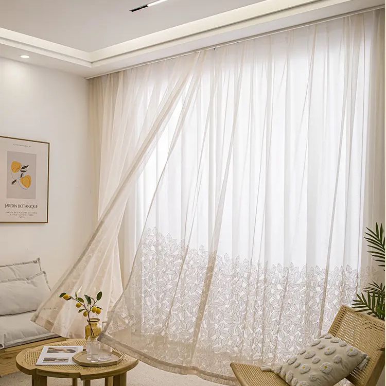 leaf-embroidery-flower-curtains, voile-curtains, embroidered-curtains, edit-home