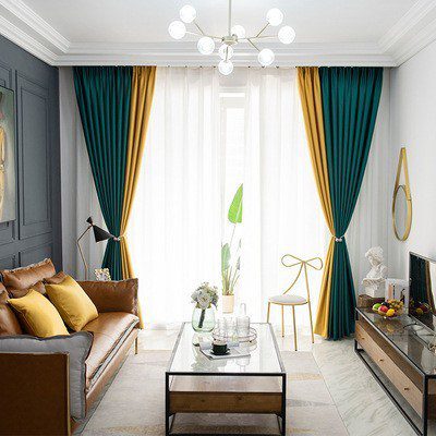 green-and-yellow-bedroom-curtains, blackout-curtains, edit-home