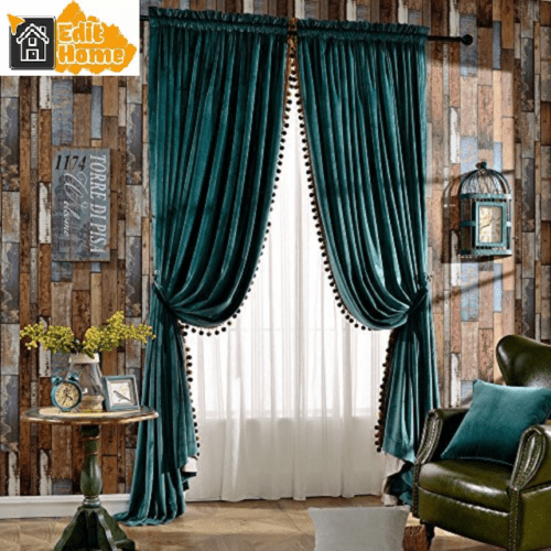 green-velvet-bedroom-curtains, blackout-curtains, bedroom-curtains, edit-home